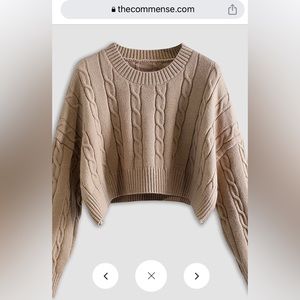 Creamy Latte Crop Pullover Sweater